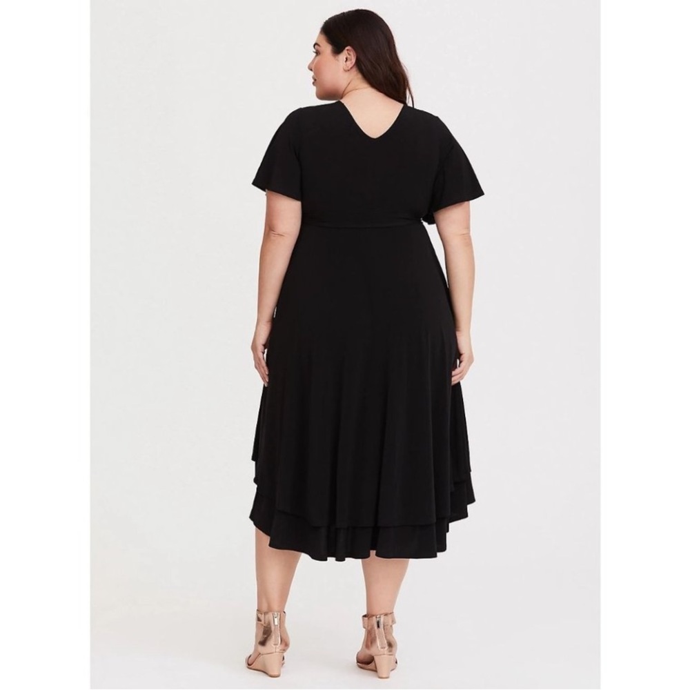 Torrid Black Midi Dress Flutter Sleeve Hi Lo Hem - Picture 5 of 12